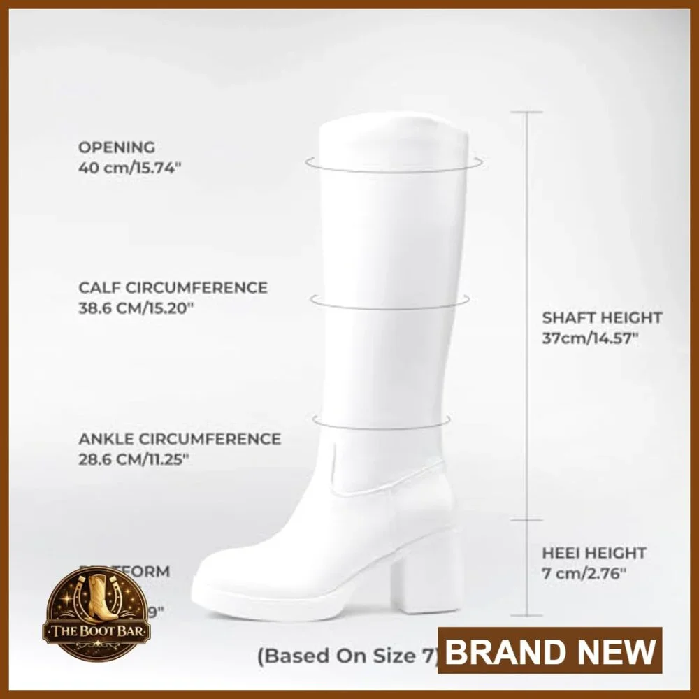 Knee High Platform Boots Chunky Heel Round Toe Side Zipper Comfortable Tall - Picture 5 of 7